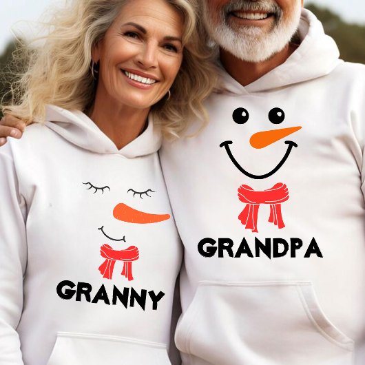 Gepersonaliseerde Snowman "GRANdPA" Matching Famil Hoodie