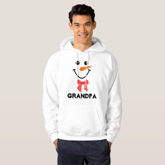 Gepersonaliseerde Snowman "GRANdPA" Matching Famil Hoodie (Voorkant volledig)