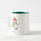 Gepersonaliseerde Snowman Kerst Mok (Voorkant links)