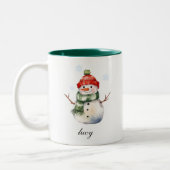 Gepersonaliseerde Snowman Kerst Mok (Links)