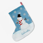 Gepersonaliseerde Snowman-kerstinslag Grote Kerstsok (Achterkant (Hangend))