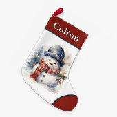 Gepersonaliseerde Snowman Kerstkous Kleine Kerstsok (Voorkant (Hangend))