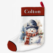 Gepersonaliseerde Snowman Kerstkous Kleine Kerstsok (Achterkant)