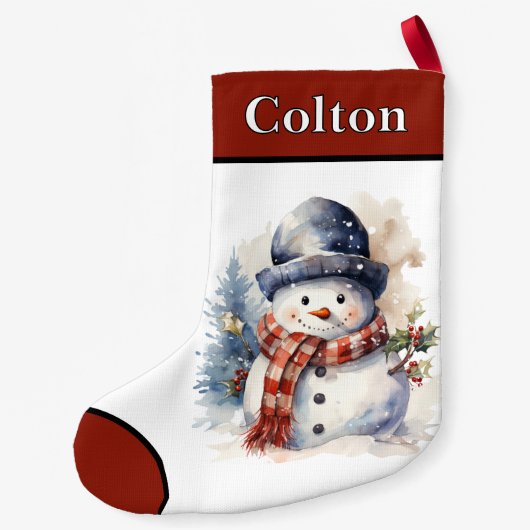 Gepersonaliseerde Snowman Kerstkous Kleine Kerstsok (Achterkant)