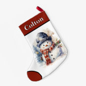Gepersonaliseerde Snowman Kerstkous Kleine Kerstsok (Achterkant (Hangend))