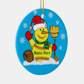 Gepersonaliseerde Snowman-kerstsoftbal-versieringe Keramisch Ornament (Rechts)