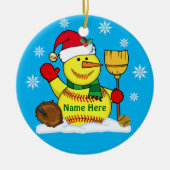 Gepersonaliseerde Snowman-kerstsoftbal-versieringe Keramisch Ornament (Voorkant)
