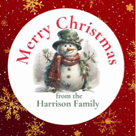 Gepersonaliseerde Snowman kerstwensen Ronde Sticker