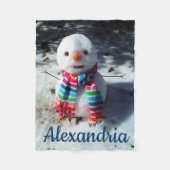 Gepersonaliseerde Snowman met Rainbow Scarf Fleece Deken (Voorkant)