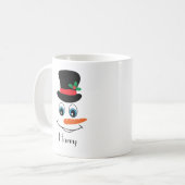 Gepersonaliseerde Snowman met Tophat Koffiemok (Voorkant links)