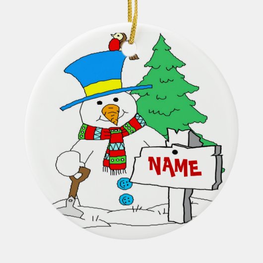 Gepersonaliseerde Snowman Ornament (Voorkant)