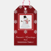 Gepersonaliseerde Snowman Red Gift Labels Cadeaulabel (Achterkant)