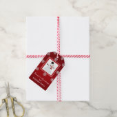 Gepersonaliseerde Snowman Red Gift Labels Cadeaulabel (Met Touw)
