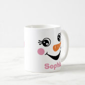 Gepersonaliseerde Snowman Roze Mok met aangepaste (Voorkant rechts)