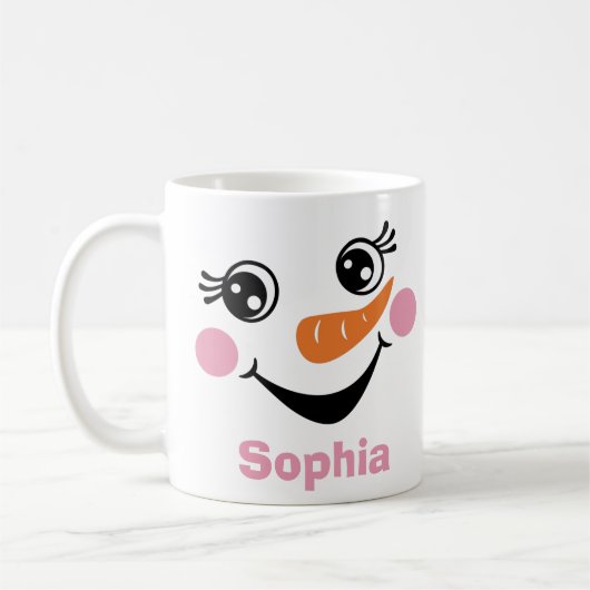 Gepersonaliseerde Snowman Roze Mok met aangepaste (Links)