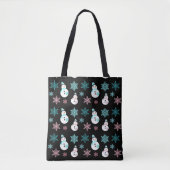 Gepersonaliseerde Snowmen en Snowflakes Kerstmis Tote Bag (Voorkant)