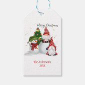 Gepersonaliseerde Snowmen Gnomes Kerstmis Cadeaulabel (Voorkant)