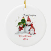 Gepersonaliseerde Snowmen Gnomes Kerstmis Keramisch Ornament (Achterkant)