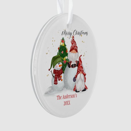 Gepersonaliseerde Snowmen Gnomes Kerstmis Ornament (voorkant)