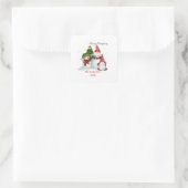 Gepersonaliseerde Snowmen Gnomes Kerstmis Vierkante Sticker (Tas)