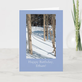 Gepersonaliseerde Snowy Aspens Verjaardag Kaart Sj