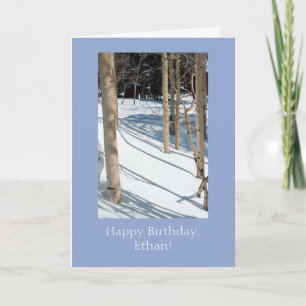 Gepersonaliseerde Snowy Aspens Verjaardag Kaart Sj