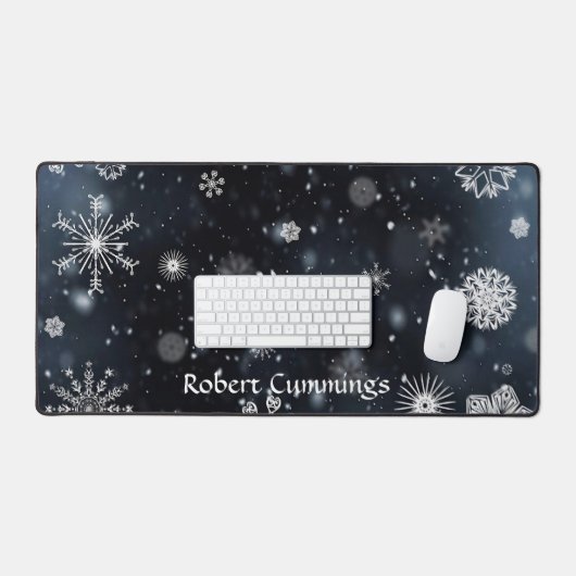 Gepersonaliseerde Snowy Evening Computer Desk Mat (Keyboard & Muis)