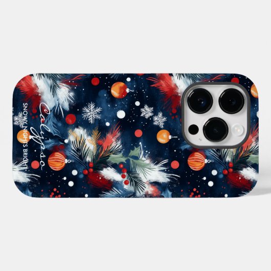 Gepersonaliseerde Snowy Nights Kerstmis Case-Mate iPhone Case (Achterkant (horizontaal))
