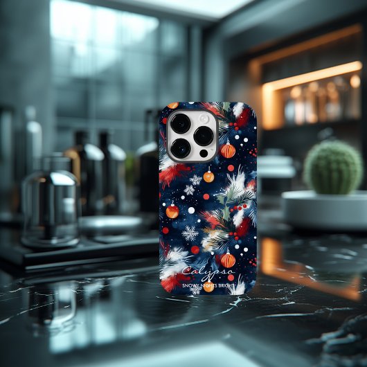 Gepersonaliseerde Snowy Nights Kerstmis Case-Mate iPhone Case