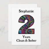 Gepersonaliseerde Sober Jubileum Kaart 2 jaar (Voorkant / Achterkant)