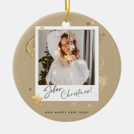 Gepersonaliseerde sobere kerst keramisch ornament