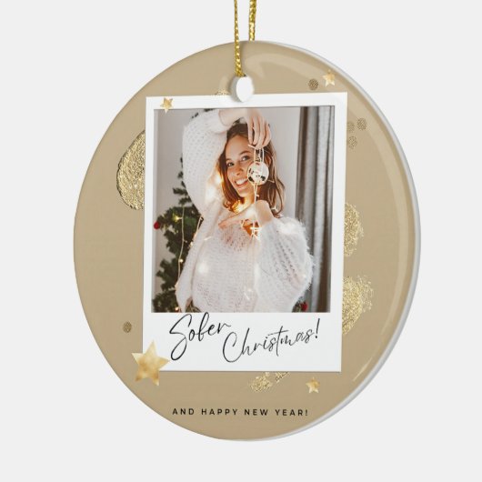 Gepersonaliseerde sobere kerst keramisch ornament (Links)