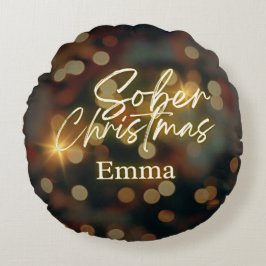 Gepersonaliseerde sobere kerst rond kussen