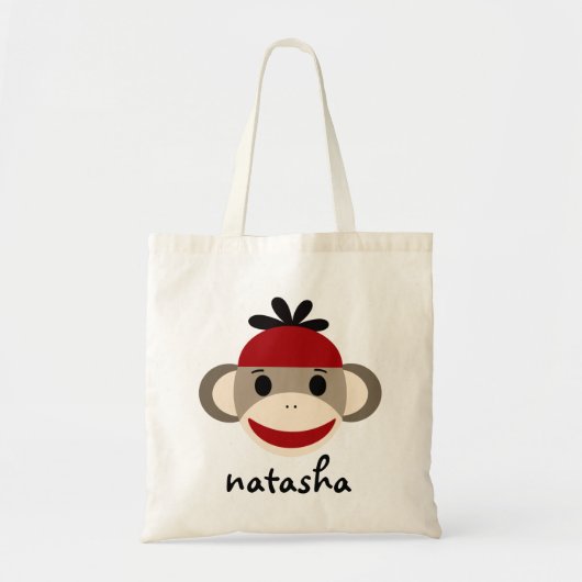 Gepersonaliseerde Sock Monkey Bookbag Tote Bag (Voorkant)