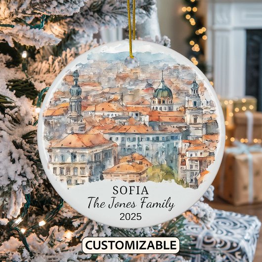 Gepersonaliseerde Sofia Ornament, Bulgarije Gift Keramisch Ornament
