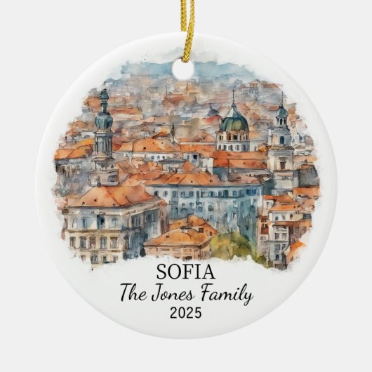 Gepersonaliseerde Sofia Ornament, Bulgarije Gift Keramisch Ornament (Voorkant)
