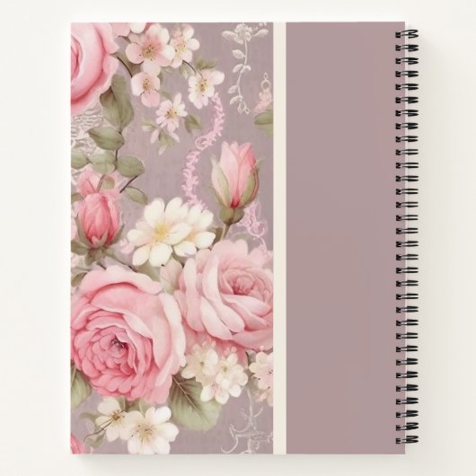 Gepersonaliseerde Soft Blush Roze Rose Floral Jour Notitieboek (Achterkant)