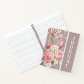 Gepersonaliseerde Soft Blush Roze Rose Floral Jour Notitieboek (Binnen)