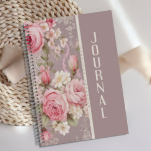 Gepersonaliseerde Soft Blush Roze Rose Floral Jour Notitieboek