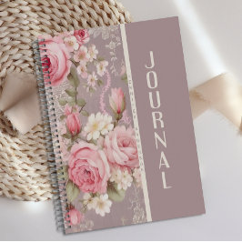 Gepersonaliseerde Soft Blush Roze Rose Floral Jour Notitieboek