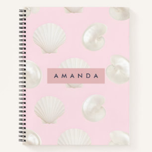 Gepersonaliseerde Soft Pastels Seashell Patroon Notitieboek