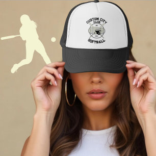 Gepersonaliseerde Softbal Club & City Naam Gift Pl Trucker Pet