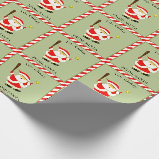 Gepersonaliseerde softbal kerst cadeaupapier (Hoek)