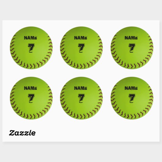 Gepersonaliseerde softbal sticker (Vel)