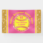 Gepersonaliseerde Softbal Verjaardag Party Decorat Spandoek (Horizontaal)