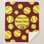 Gepersonaliseerde Softball Blanket, Maroon/Bourgog Sherpa Deken (Voorkant)