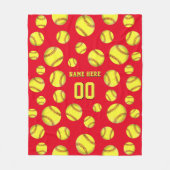 Gepersonaliseerde Softball Blanket, Naam, Aantal,  Fleece Deken (Voorkant)