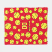 Gepersonaliseerde Softball Blanket, Naam, Aantal,  Fleece Deken (Voorkant (Horizontaal))