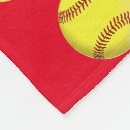 Gepersonaliseerde Softball Blanket, Naam, Aantal,  Fleece Deken (Hoek)