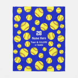 Gepersonaliseerde Softball Blanket, Tekst, Kleuren Fleece Deken
